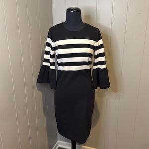 MICHAEL Michael Kors Women’s Extra Small 3/4 Bell Sleeve Midi Striped Dress